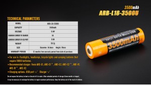 Fenix 18650 - 3500mAh - Acumulator cu Micro-USB - ARB-L 18-3500U
