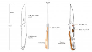 Ruike - M108-TZ - Briceag - Oțel 154CM - Titanium