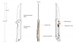 Ruike - M121-TZ Hussar - Briceag - Oțel S35VN - Titanium