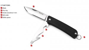 Ruike - S21 - Cuțit multifuncțional - 5 funcții - Oțel 12C27 - Negru